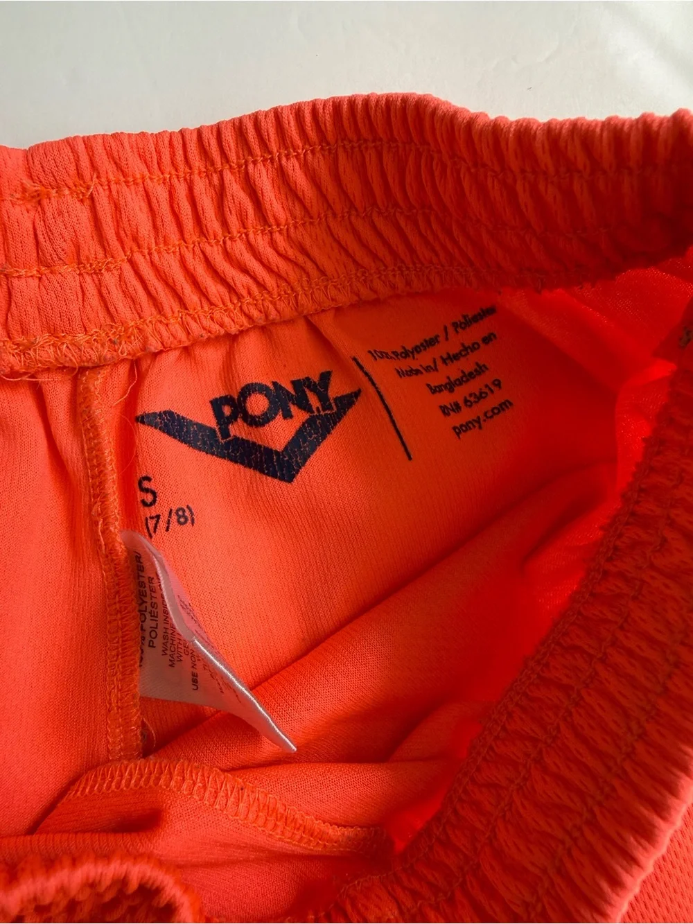 PONY Neon Coral Athletic Running Shorts Girls S 7/8 Y2K Sporty